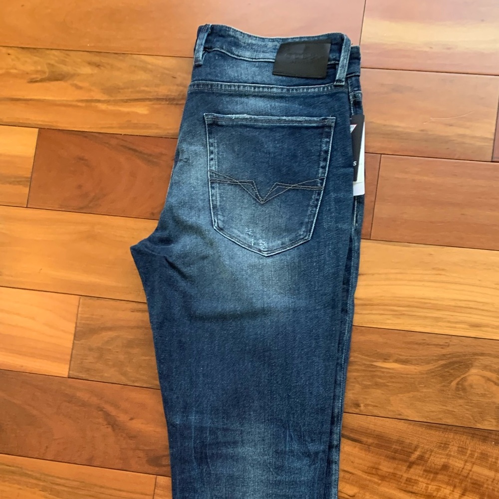 Guess Slim Tapered Jeans Stretch Cotton Denim Avanlache Blue Wash Size 36 NWT